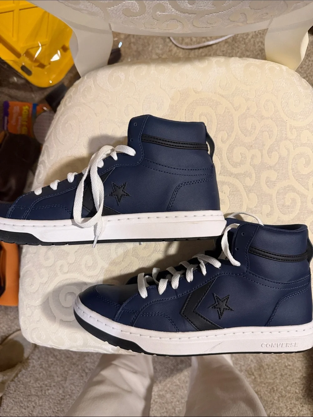 Converse Men's Navy High-Top Sneakers with White Laces